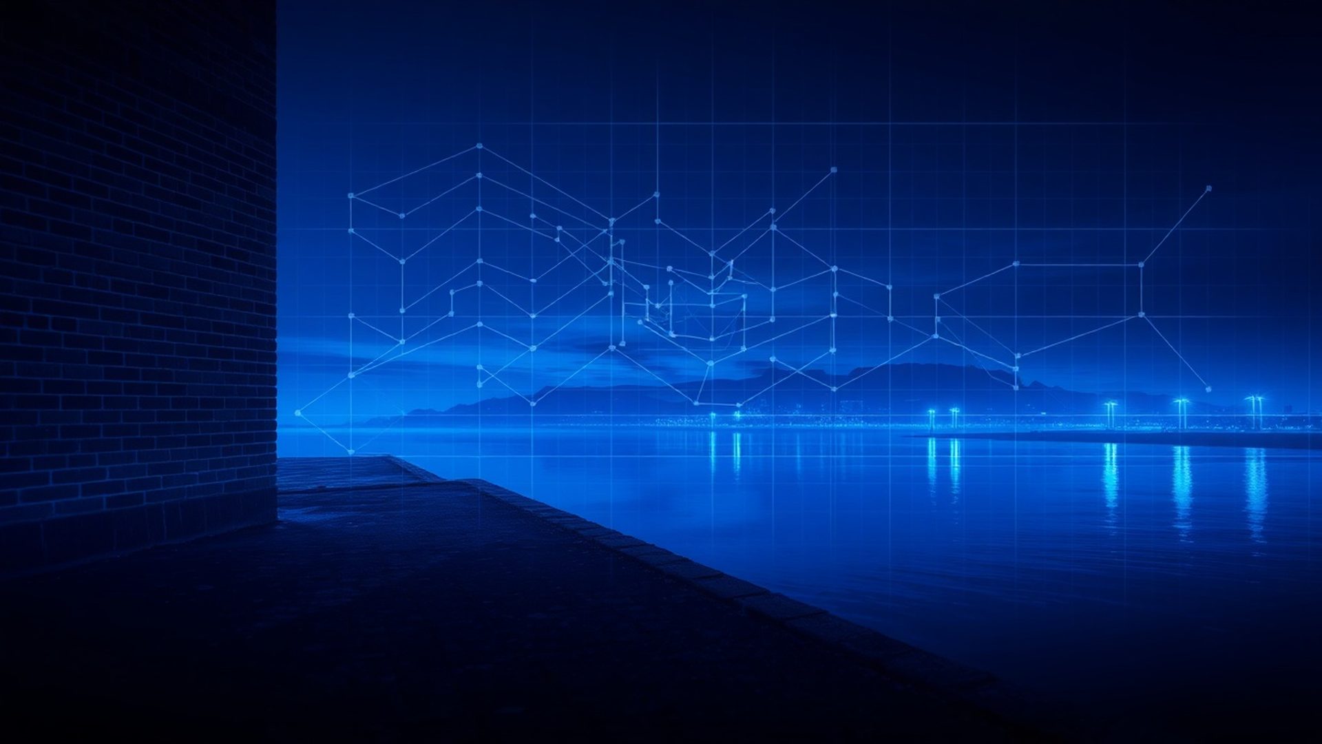 Abstract indigo landschap dat bescherming en precisie symboliseert